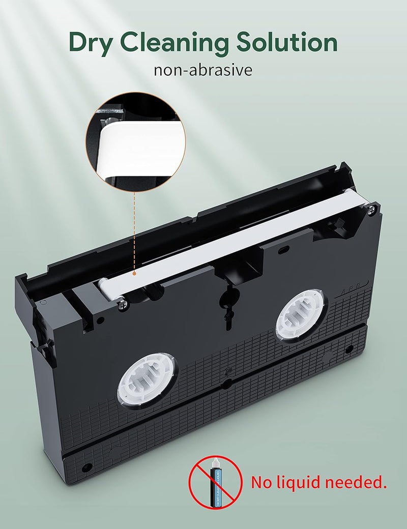 Nicer منظف رأس VCR للاعبين VCR VHS، شريط تنظيف رأس الفيديو VHS، نوع جاف - Image 2
